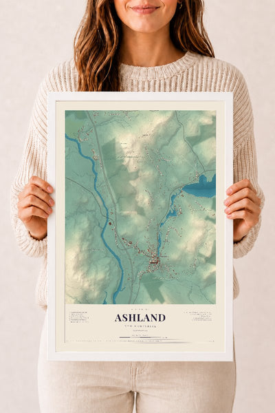 NH Current Atlas 2026 | Ashland | 12" x 18" | W/ White Ayous Wood Frame