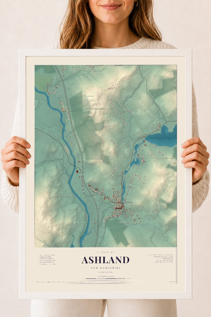 NH Current Atlas 2026 | Ashland | 18" x 24" | W/ White Ayous Wood Frame