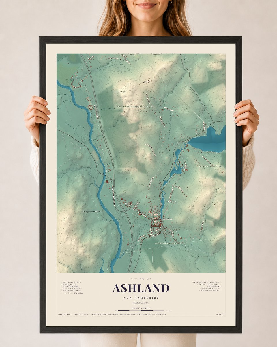 NH Current Atlas 2026 | Ashland | 24" x 36" | W/ Black Ayous Wood Frame