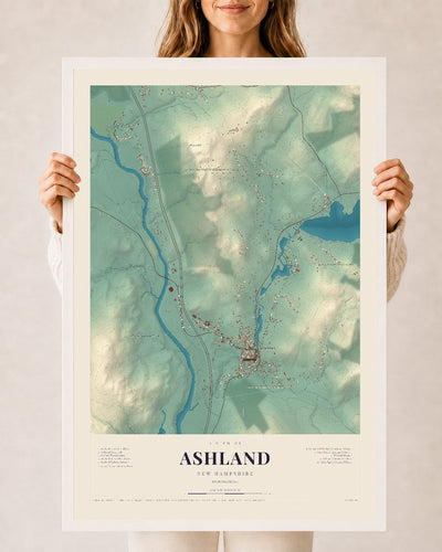 NH Current Atlas 2026 | Ashland | 24" x 36" | W/ White Ayous Wood Frame
