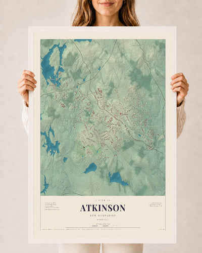 NH Current Atlas 2026 | Atkinson | 24" x 36" | W/ White Ayous Wood Frame