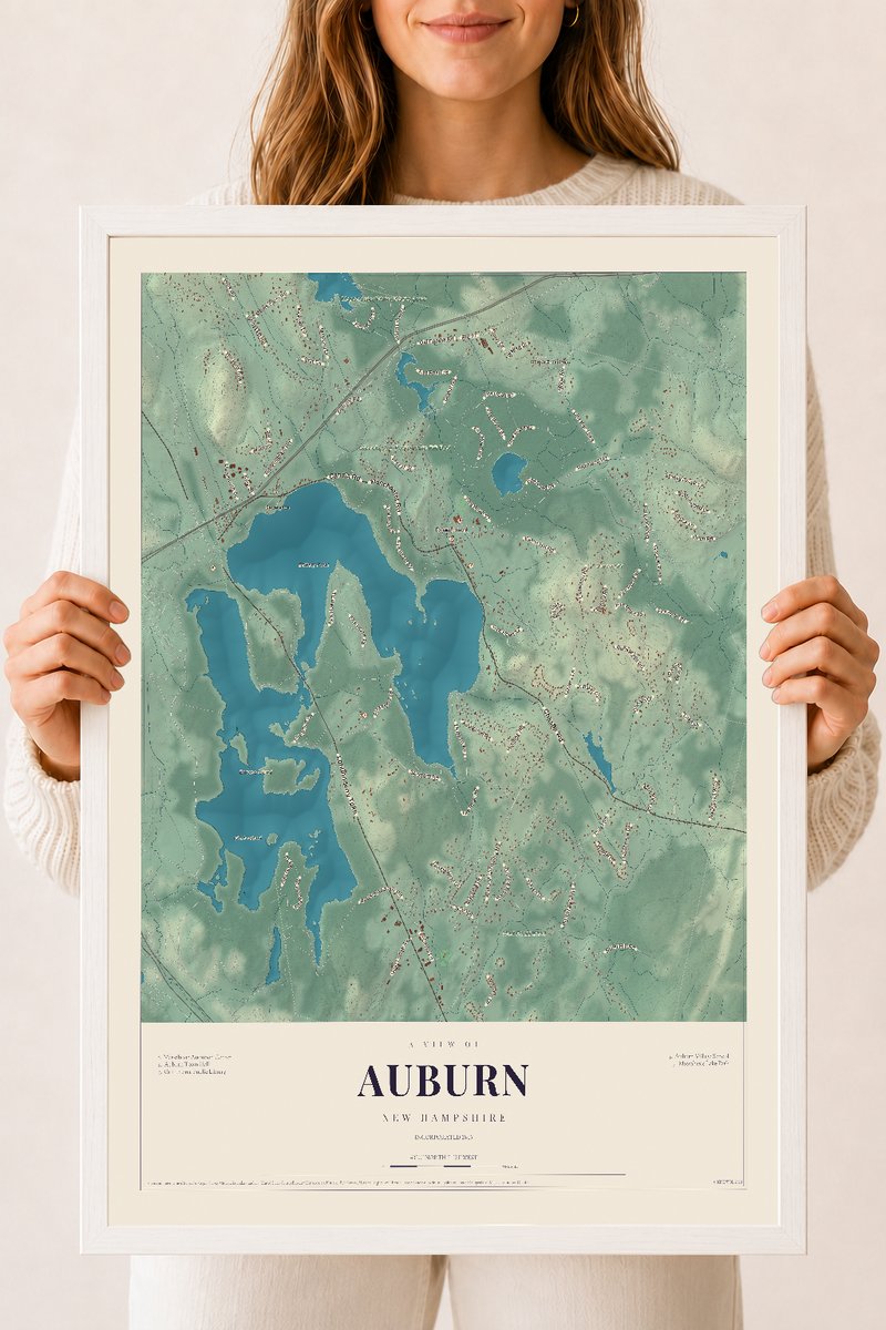 NH Current Atlas 2026 | Auburn | 18" x 24" | W/ White Ayous Wood Frame