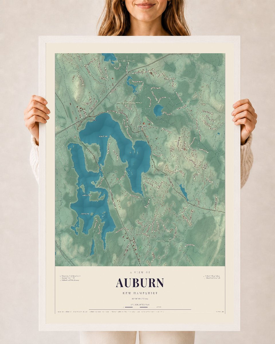 NH Current Atlas 2026 | Auburn | 24" x 36" | W/ White Ayous Wood Frame