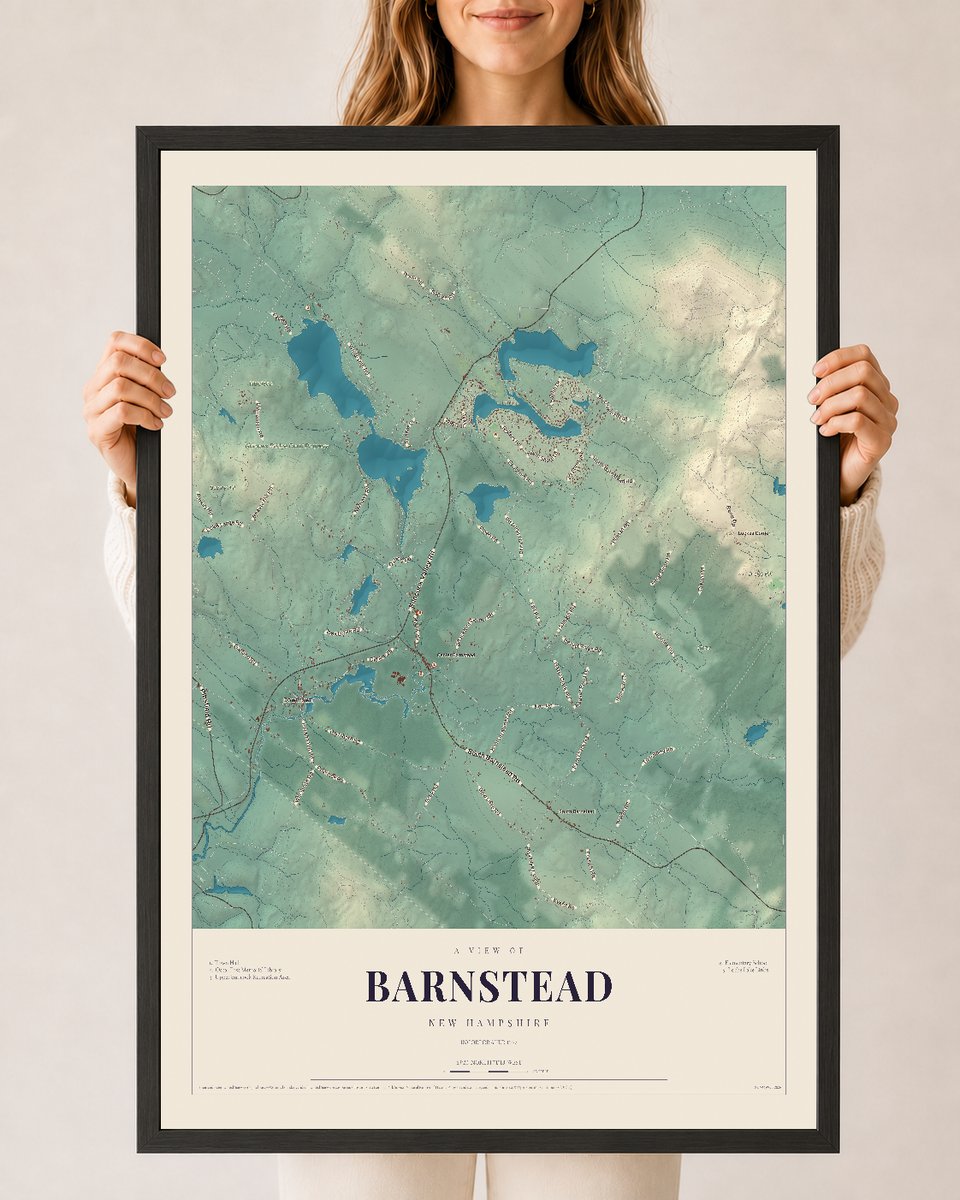 NH Current Atlas 2026 | Barnstead | 24" x 36" | W/ Black Ayous Wood Frame