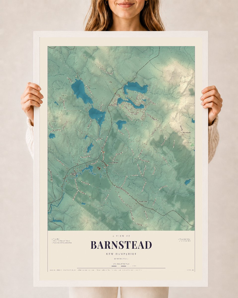 NH Current Atlas 2026 | Barnstead | 24" x 36" | W/ White Ayous Wood Frame