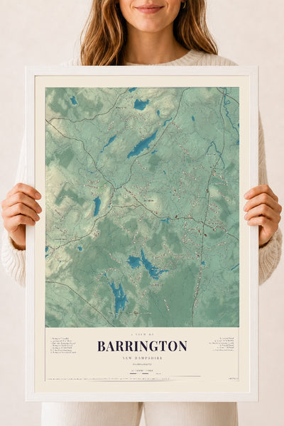 NH Current Atlas 2026 | Barrington | 18" x 24" | W/ White Ayous Wood Frame