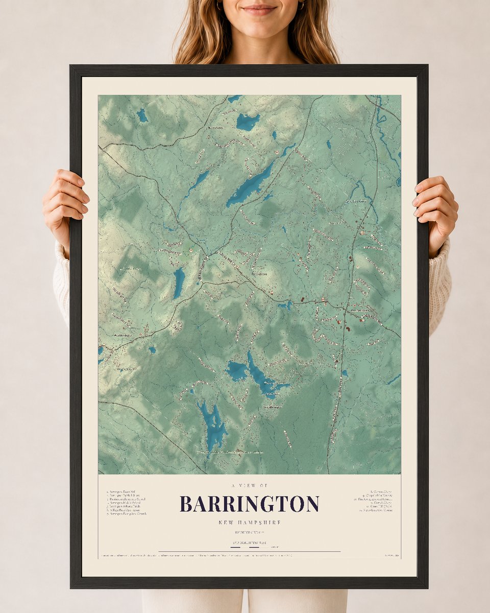 NH Current Atlas 2026 | Barrington | 24" x 36" | W/ Black Ayous Wood Frame