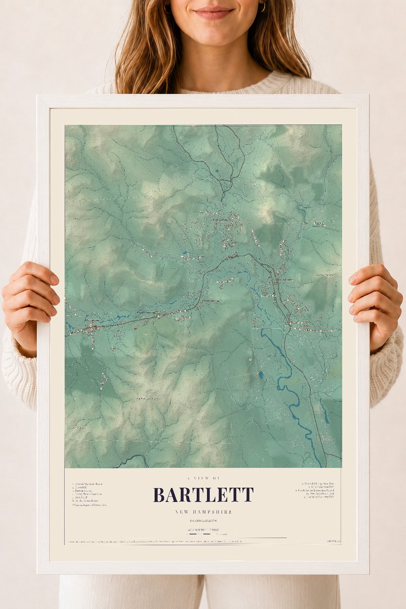 NH Current Atlas 2026 | Bartlett | 18" x 24" | W/ White Ayous Wood Frame