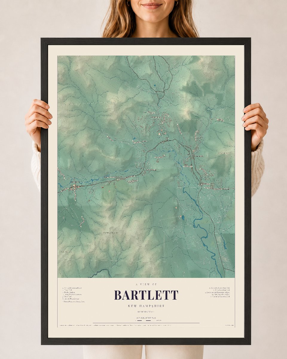 NH Current Atlas 2026 | Bartlett | 24" x 36" | W/ Black Ayous Wood Frame