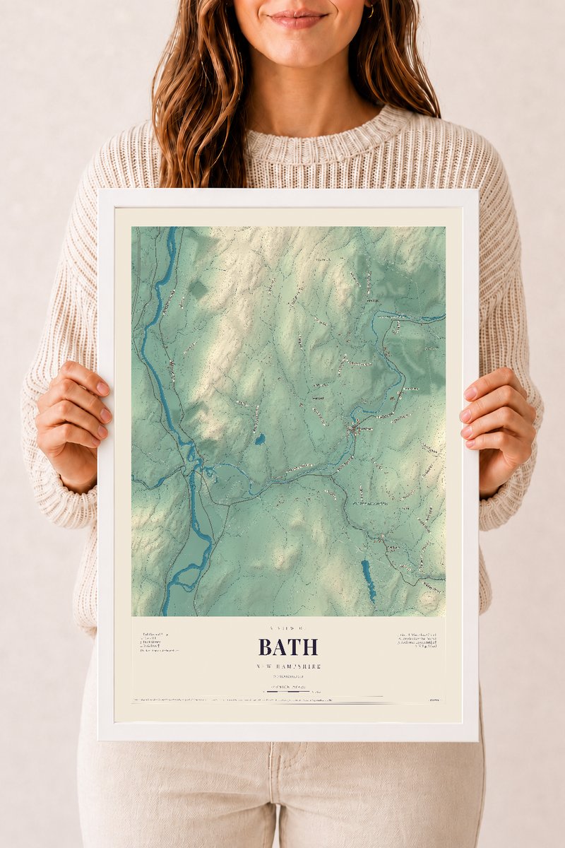 NH Current Atlas 2026 | Bath | 12" x 18" | W/ White Ayous Wood Frame