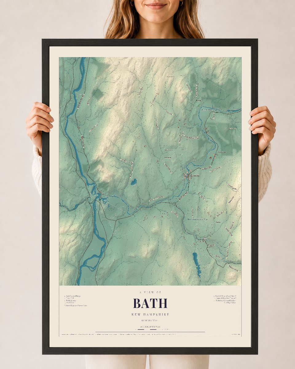 NH Current Atlas 2026 | Bath | 24" x 36" | W/ Black Ayous Wood Frame