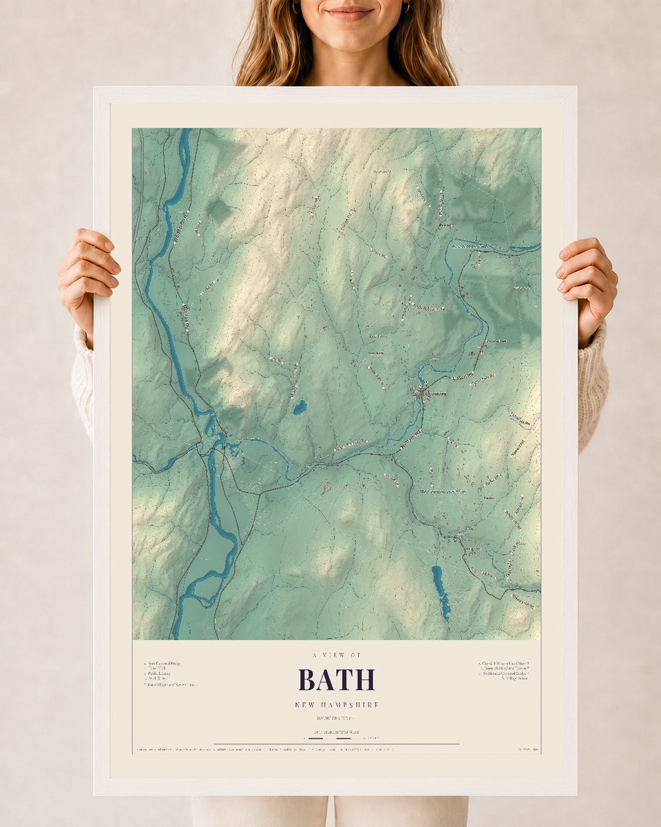 NH Current Atlas 2026 | Bath | 24" x 36" | W/ White Ayous Wood Frame