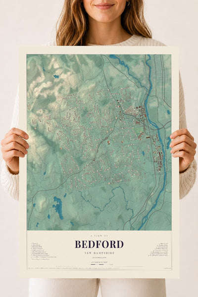 Map of Bedford, New Hampshire, 18 x 24 inch unframed archival matte print