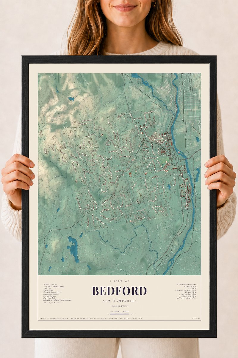NH Current Atlas 2026 | Bedford | 18" x 24" | W/ Black Ayous Wood Frame