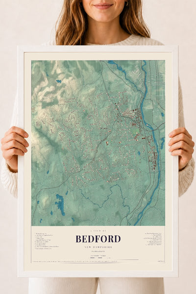 NH Current Atlas 2026 | Bedford | 18" x 24" | W/ White Ayous Wood Frame