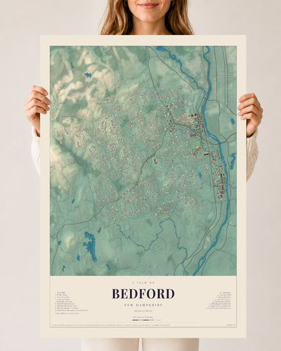 Map of Bedford, New Hampshire, 24 x 36 inch unframed archival matte print