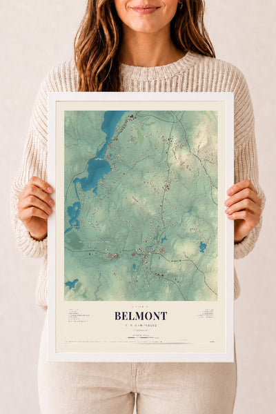 NH Current Atlas 2026 | Belmont | 12" x 18" | W/ White Ayous Wood Frame