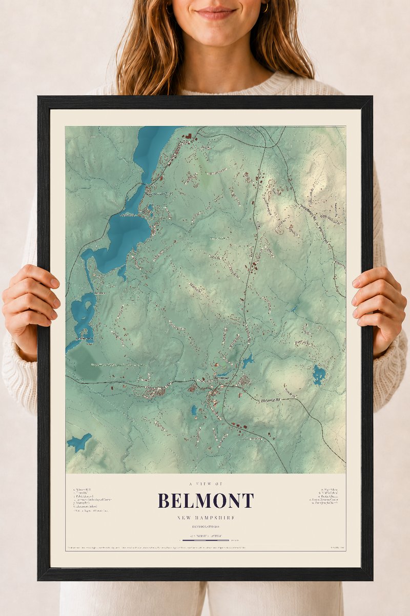 NH Current Atlas 2026 | Belmont | 18" x 24" | W/ Black Ayous Wood Frame