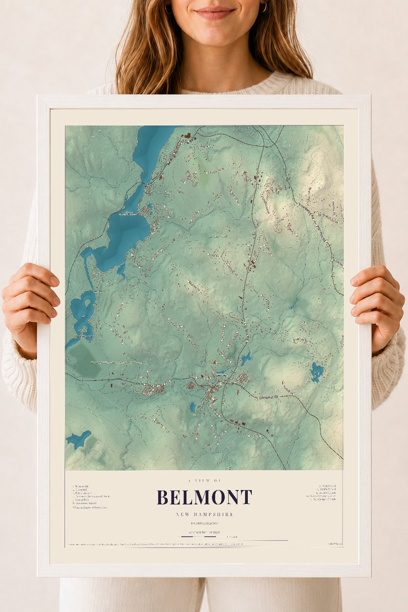 NH Current Atlas 2026 | Belmont | 18" x 24" | W/ White Ayous Wood Frame