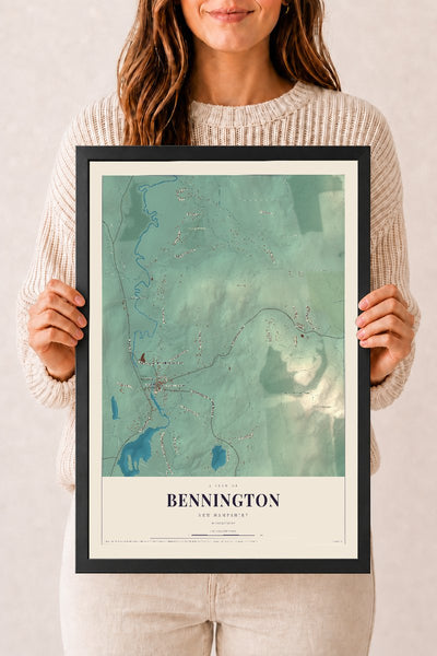 NH Current Atlas 2026 | Bennington | 12" x 18" | W/ Black Ayous Wood Frame