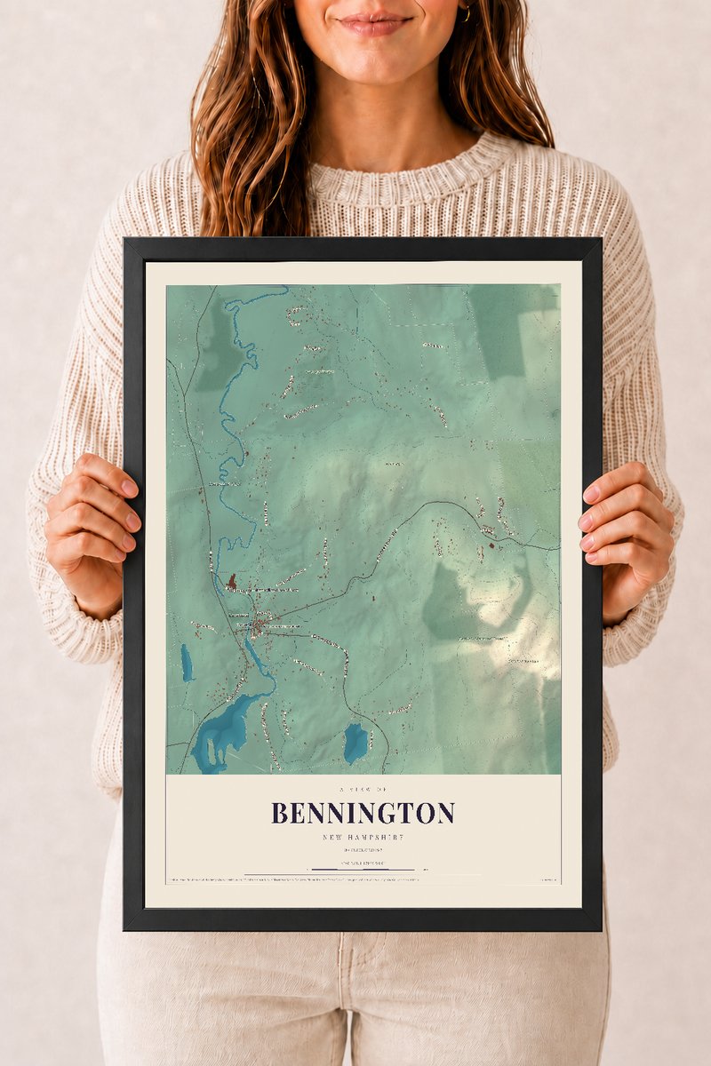 NH Current Atlas 2026 | Bennington | 12" x 18" | W/ Black Ayous Wood Frame