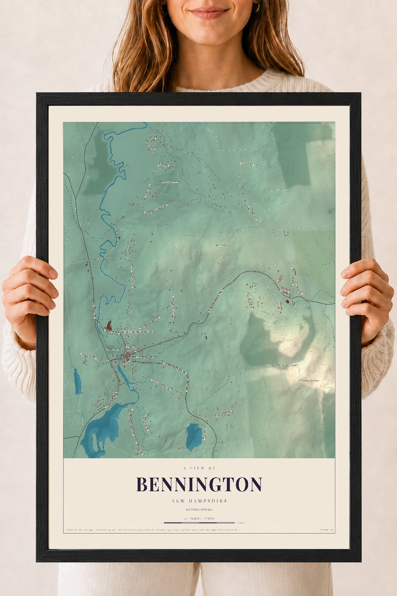 NH Current Atlas 2026 | Bennington | 18" x 24" | W/ Black Ayous Wood Frame