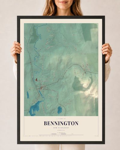 NH Current Atlas 2026 | Bennington | 24" x 36" | W/ Black Ayous Wood Frame