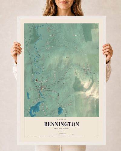NH Current Atlas 2026 | Bennington | 24" x 36" | W/ White Ayous Wood Frame