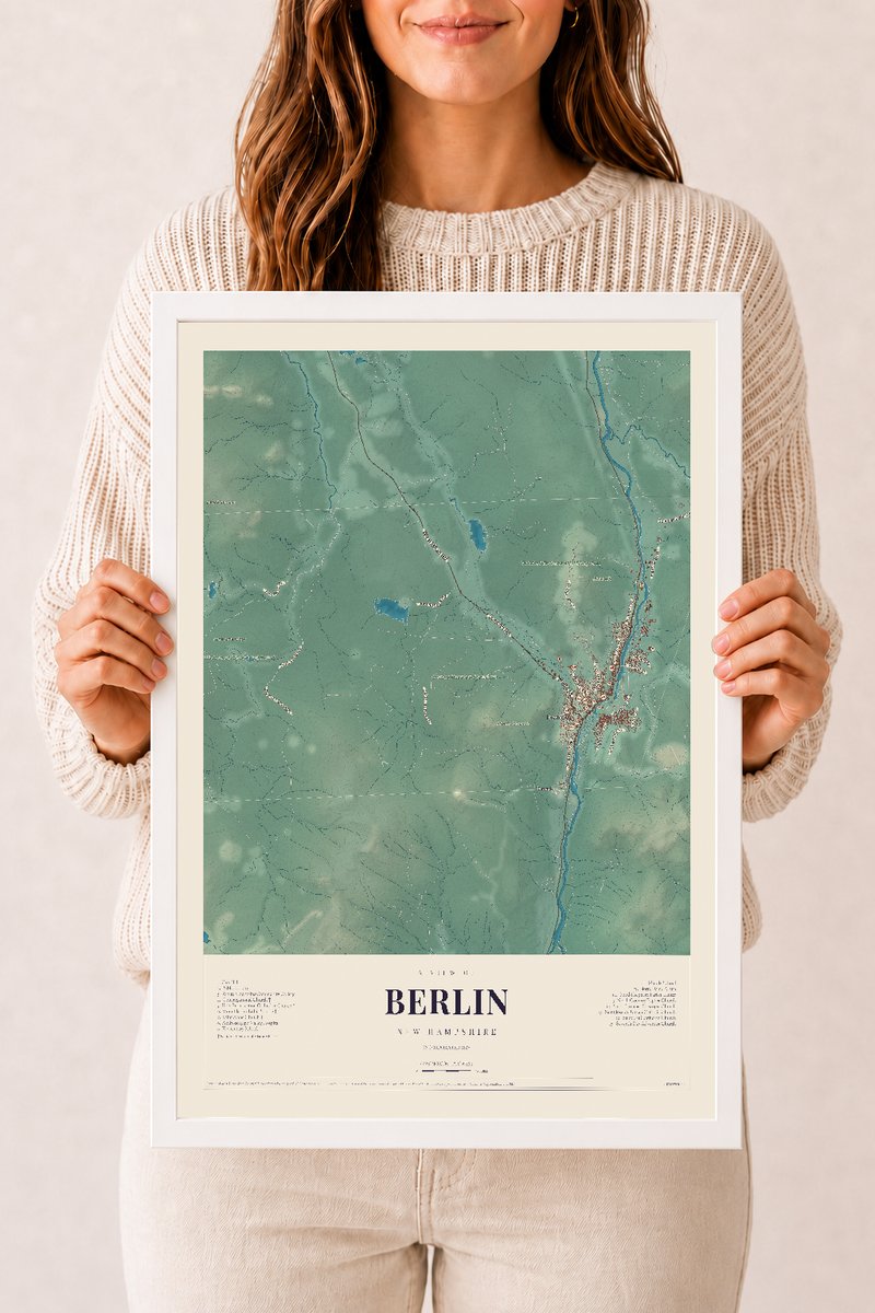 NH Current Atlas 2026 | Berlin | 12" x 18" | W/ White Ayous Wood Frame