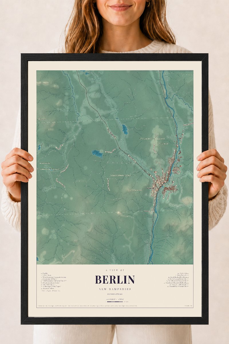 NH Current Atlas 2026 | Berlin | 18" x 24" | W/ Black Ayous Wood Frame
