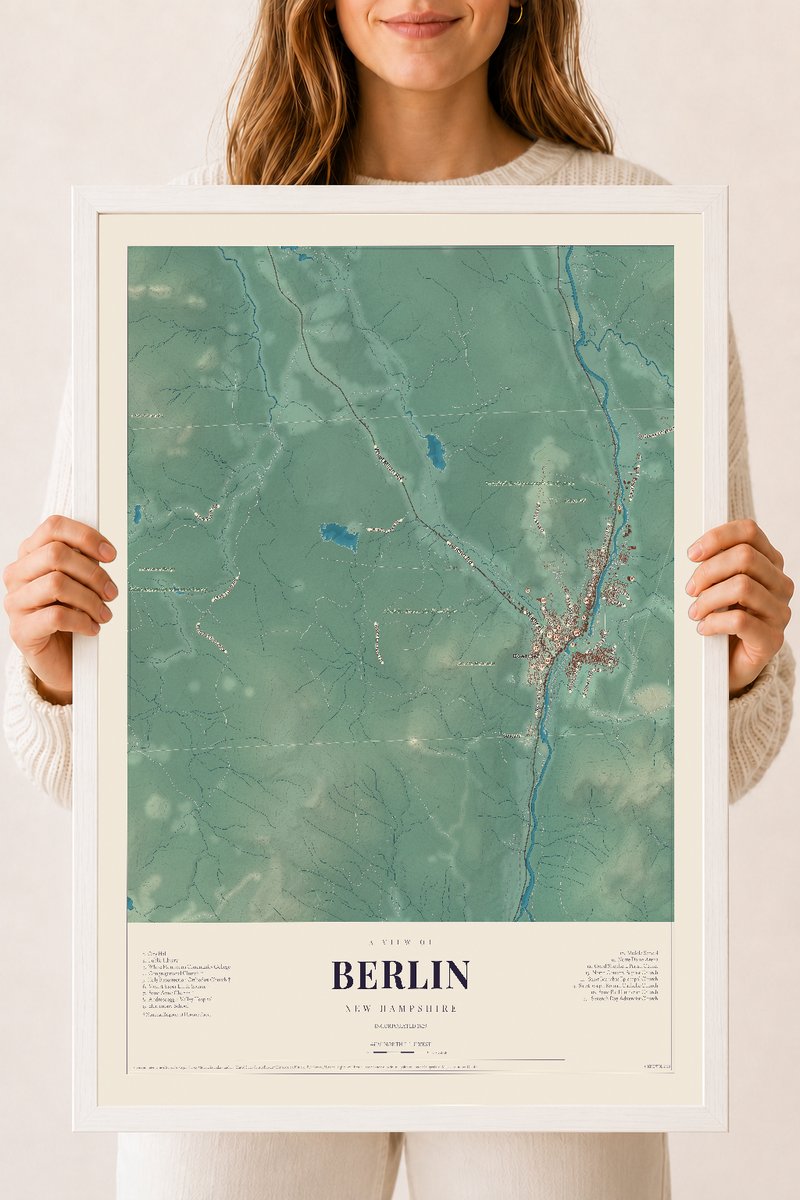 NH Current Atlas 2026 | Berlin | 18" x 24" | W/ White Ayous Wood Frame