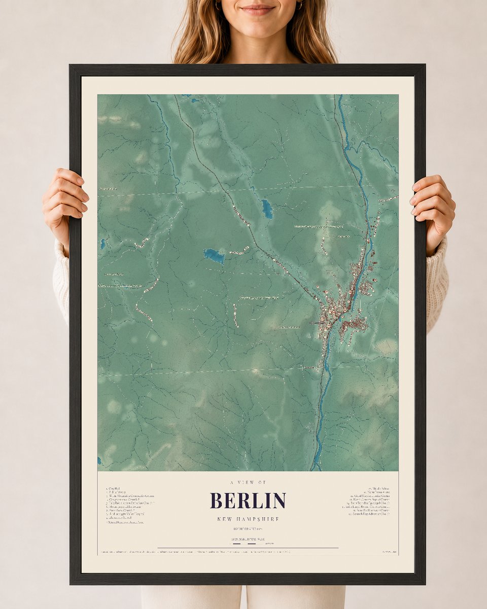 NH Current Atlas 2026 | Berlin | 24" x 36" | W/ Black Ayous Wood Frame