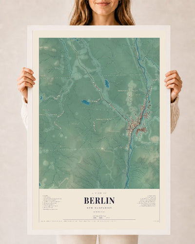 NH Current Atlas 2026 | Berlin | 24" x 36" | W/ White Ayous Wood Frame
