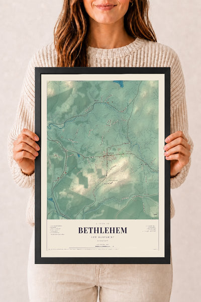 NH Current Atlas 2026 | Bethlehem | 12" x 18" | W/ Black Ayous Wood Frame