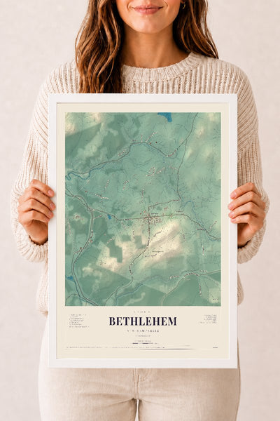 NH Current Atlas 2026 | Bethlehem | 12" x 18" | W/ White Ayous Wood Frame