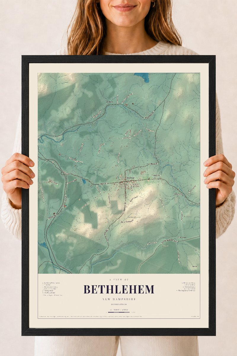 NH Current Atlas 2026 | Bethlehem | 18" x 24" | W/ Black Ayous Wood Frame