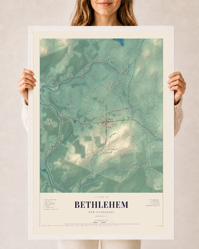NH Current Atlas 2026 | Bethlehem | 24" x 36" | W/ White Ayous Wood Frame