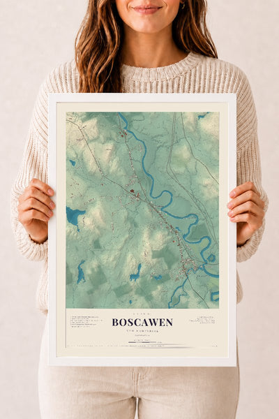NH Current Atlas 2026 | Boscawen | 12" x 18" | W/ White Ayous Wood Frame