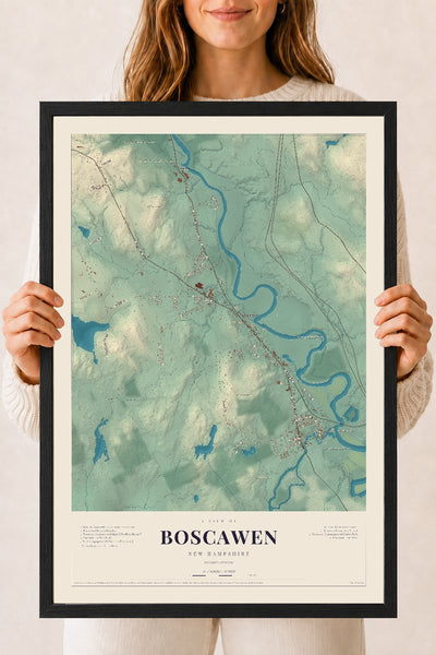 NH Current Atlas 2026 | Boscawen | 18" x 24" | W/ Black Ayous Wood Frame