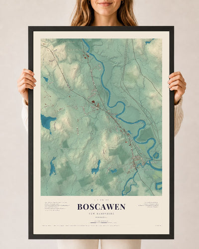 NH Current Atlas 2026 | Boscawen | 24" x 36" | W/ Black Ayous Wood Frame