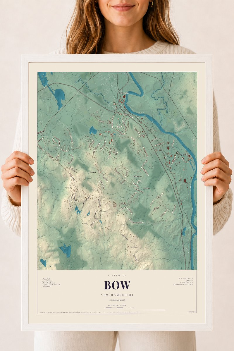NH Current Atlas 2026 | Bow | 18" x 24" | W/ White Ayous Wood Frame
