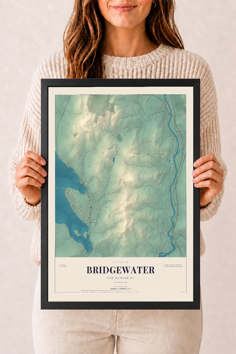 NH Current Atlas 2026 | Bridgewater | 12" x 18" | W/ Black Ayous Wood Frame