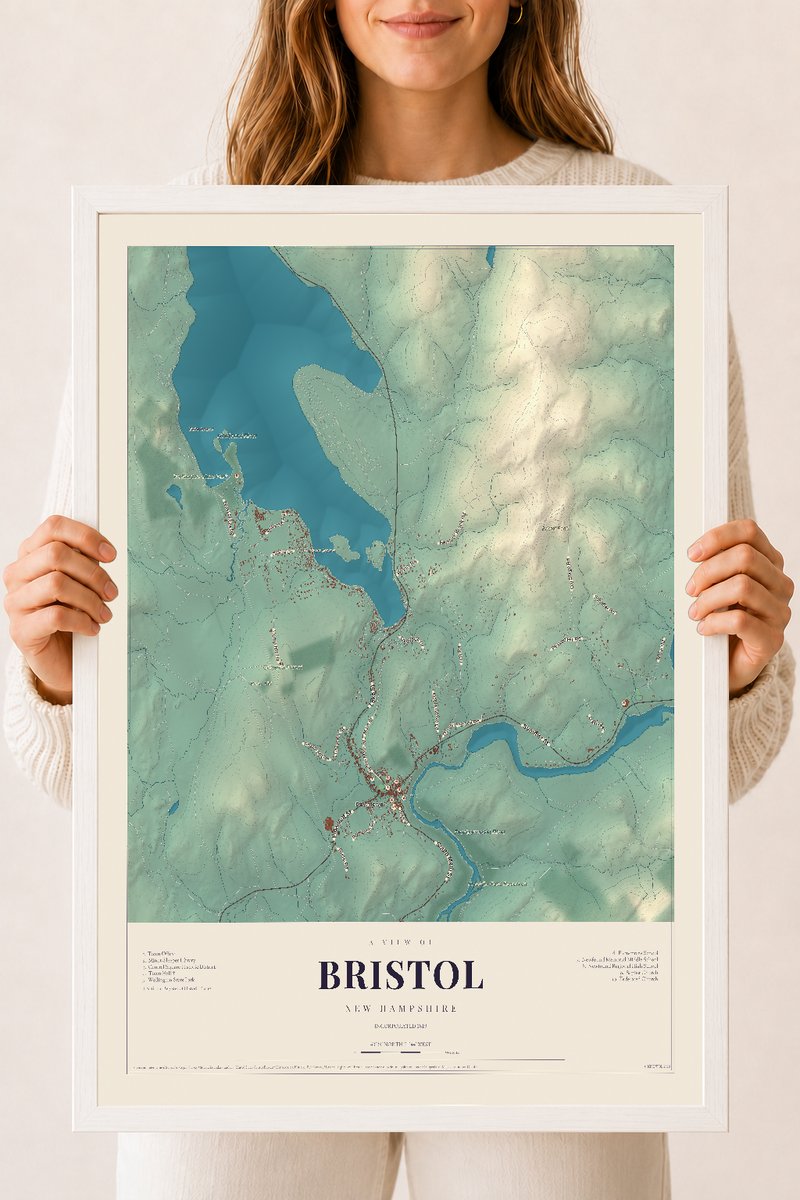 NH Current Atlas 2026 | Bristol | 18" x 24" | W/ White Ayous Wood Frame