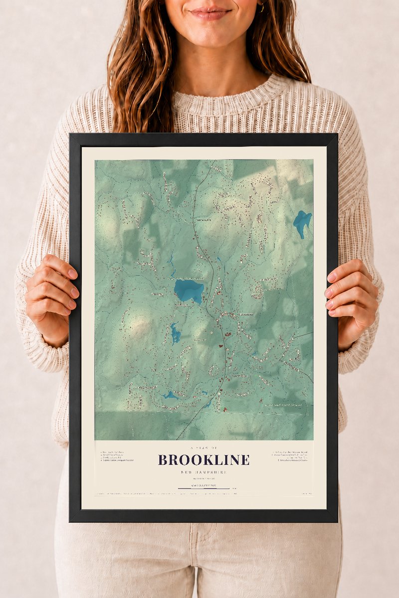 NH Current Atlas 2026 | Brookline | 12" x 18" | W/ Black Ayous Wood Frame