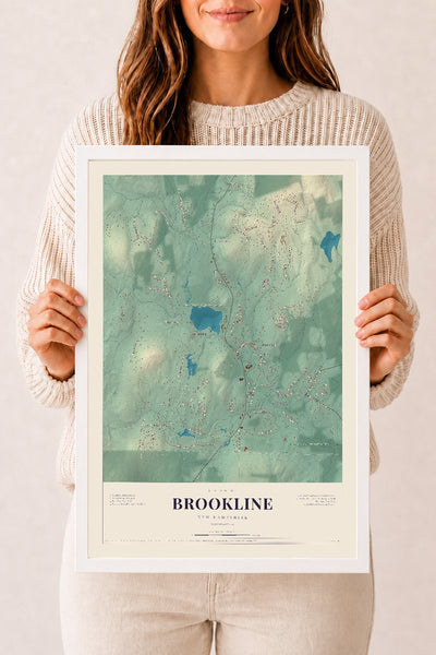 NH Current Atlas 2026 | Brookline | 12" x 18" | W/ White Ayous Wood Frame