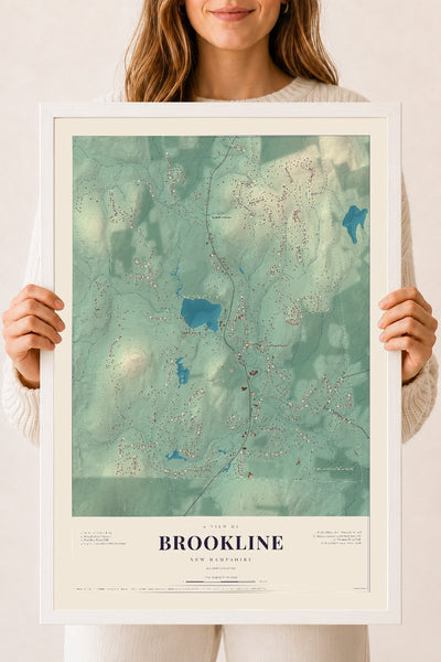 NH Current Atlas 2026 | Brookline | 18" x 24" | W/ White Ayous Wood Frame