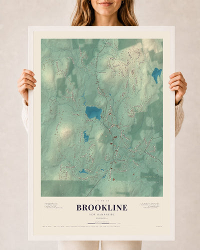 NH Current Atlas 2026 | Brookline | 24" x 36" | W/ White Ayous Wood Frame