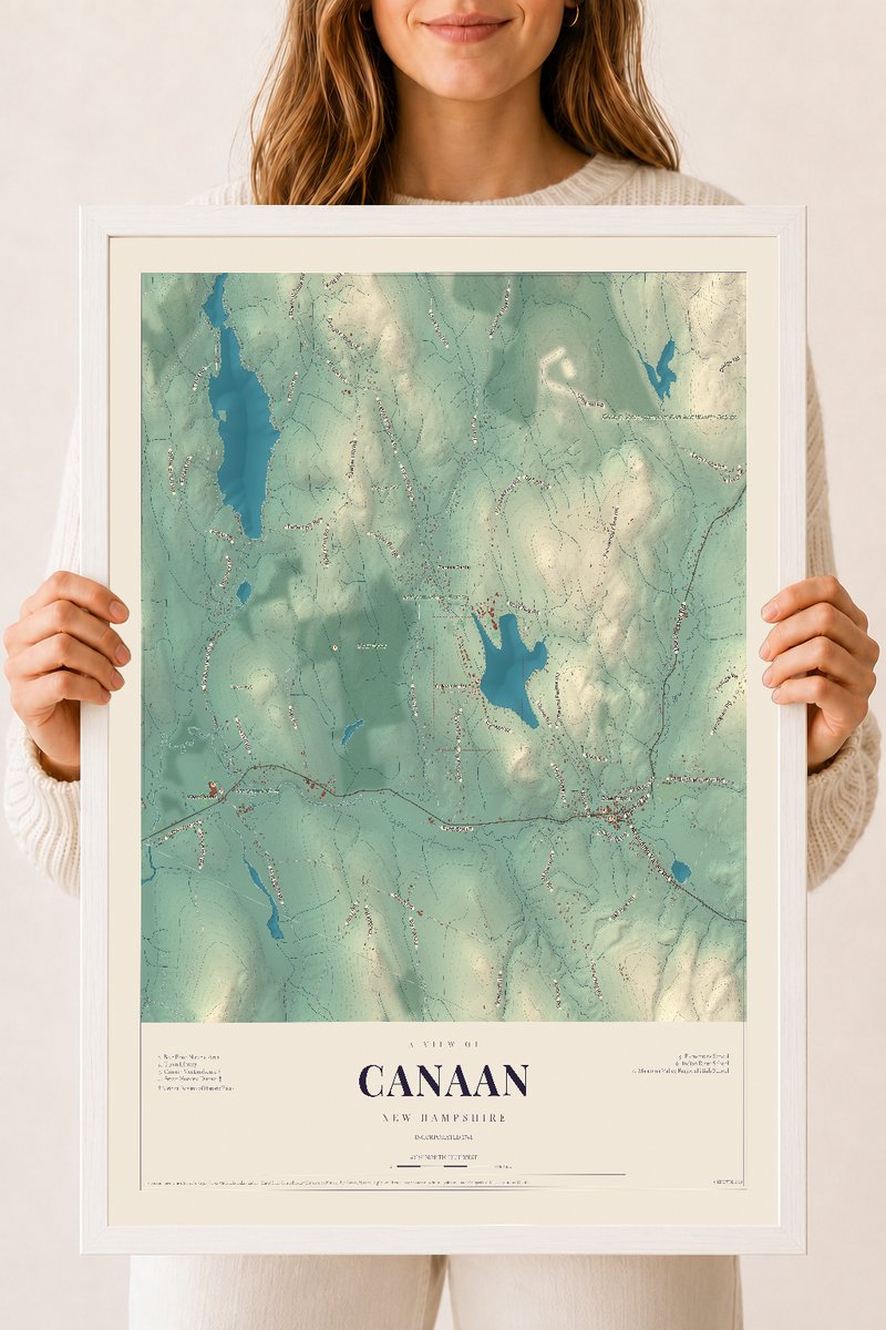 NH Current Atlas 2026 | Canaan | 18" x 24" | W/ White Ayous Wood Frame
