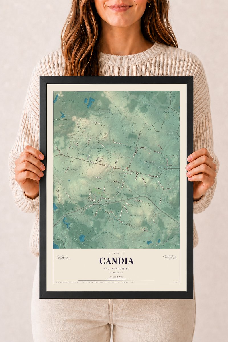NH Current Atlas 2026 | Candia | 12" x 18" | W/ Black Ayous Wood Frame