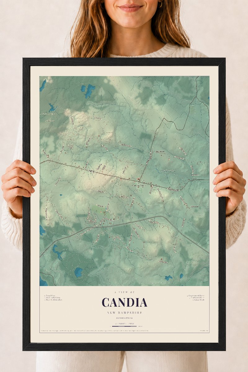 NH Current Atlas 2026 | Candia | 18" x 24" | W/ Black Ayous Wood Frame